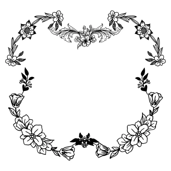 花輪フレームのスタイル描画、白い背景に黒い線画。ベクトル — ストックベクタ