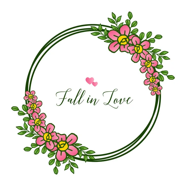 사랑, 분홍색 꽃 프레임, 흰색 배경에 고립 된 요소에 카드가 가을의 우아한 디자인. 벡터 — 스톡 벡터