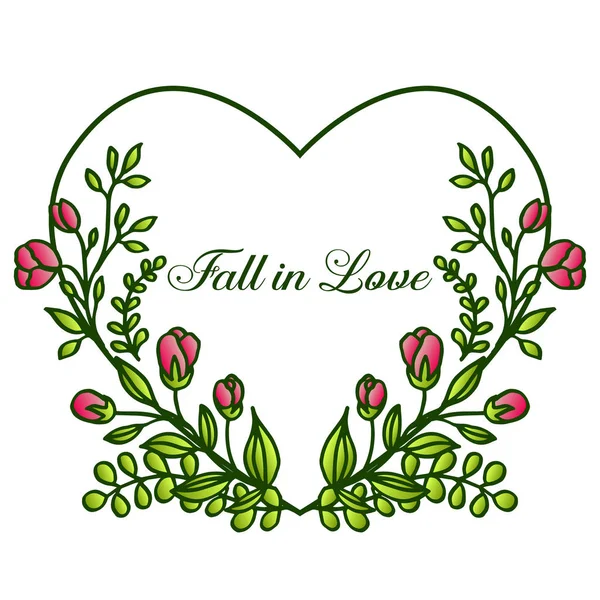 Ontwerp banner vallen in liefde, Romantisch, met naadloze patroon van blad bloem frame. Vector — Stockvector