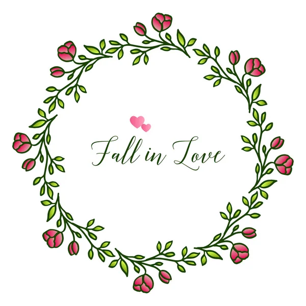 Artwork of green leafy wreath frame, for design of card beautiful fall in love. Vector