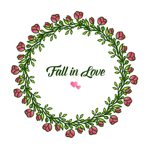 Artwork van groene lommerrijke krans frame, voor het ontwerp van de kaart mooie Fall in Love. Vector — Stockvector