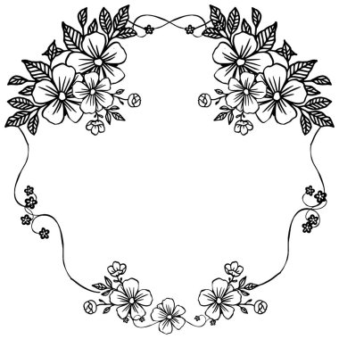 Doku siyah beyaz çiçek çerçeve ile tebrik kartı Dekorasyon desen. Vektör