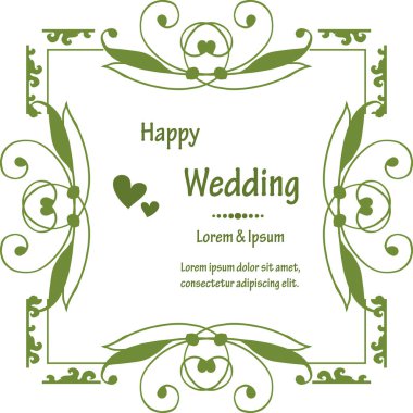 Stil zarif çiçek çerçeve, yaprak dekorasyon dalları, kart mutlu düğün duvar kağıdı süslü. Vektör