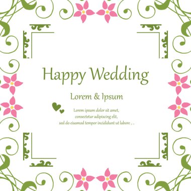 Stil zarif çiçek çerçeve, yaprak dekorasyon dalları, kart mutlu düğün duvar kağıdı süslü. Vektör