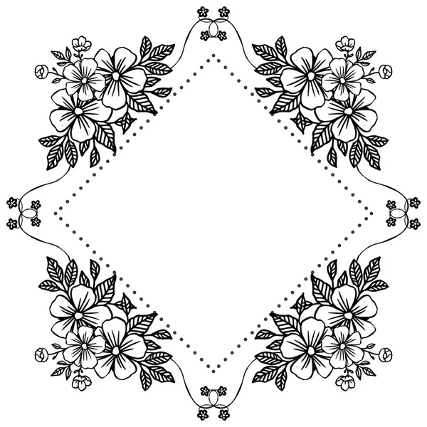 인사말 카드의 장식 패턴, 질감 검은 흰색 꽃 프레임. 벡터 — 스톡 벡터