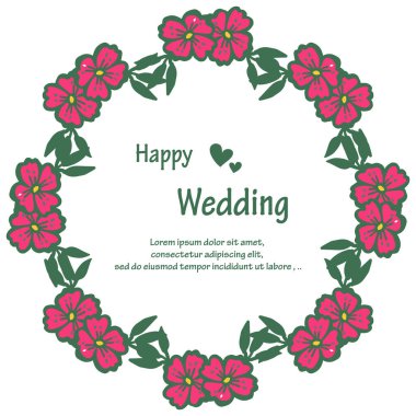Kırmızı çiçek çerçeve çeşitli şekli, doku zarif çerçeve, davet kartı mutlu düğün için. Vektör