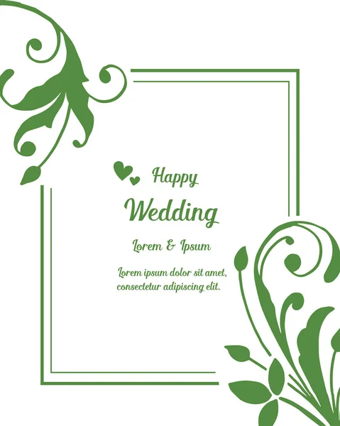 Dikişsiz desen sınır, yeşil yaprak çizim ile, kart mutlu düğün duvar kağıdı. Vektör — Stok Vektör