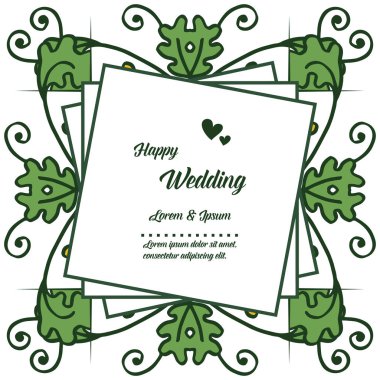 Yaprakların kalabalık, doku vintage çerçeve ile, kart mutlu düğün tasarımı. Vektör
