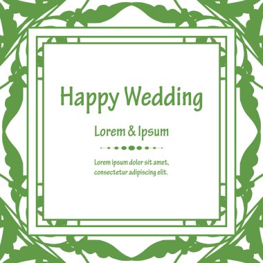 Vintage kart mutlu düğün, dekorasyon benzersiz çiçek çerçeve. Vektör