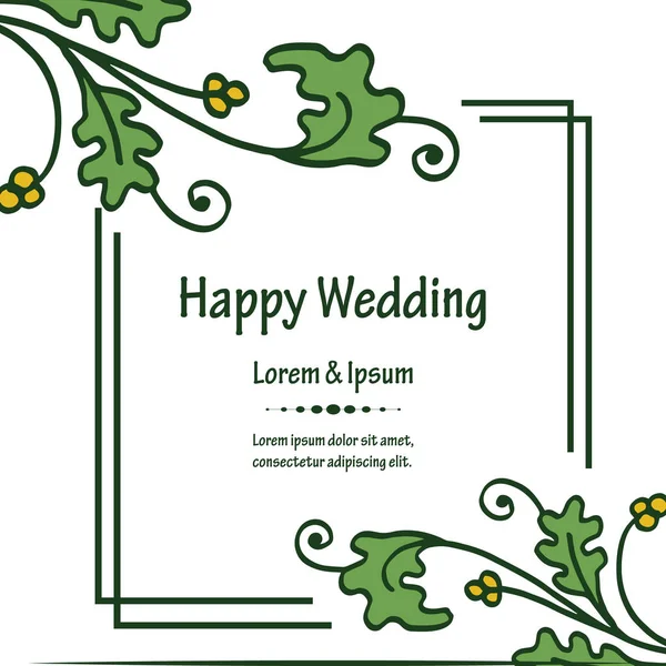 Menge von Blättern, mit Textur Vintage-Rahmen, Design der Karte glückliche Hochzeit. Vektor — Stockvektor