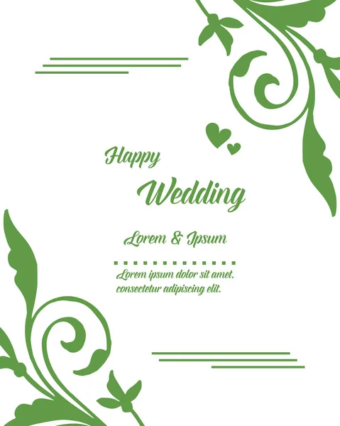 Tarjeta de la vendimia feliz boda, decoración única marco floral. Vector — Vector de stock