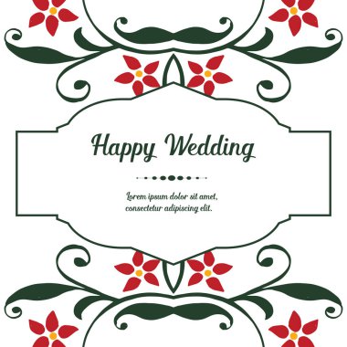 Süs güzel çiçek çerçeve, mutlu düğün davet şablonu. Vektör