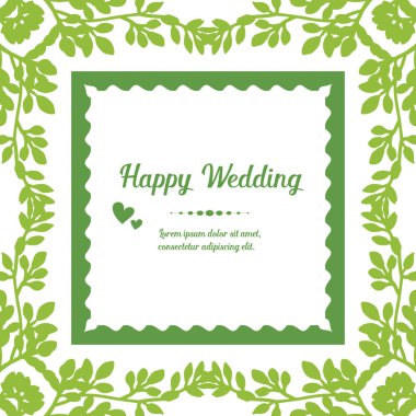 Süs güzel çiçek çerçeve, mutlu düğün davet şablonu. Vektör
