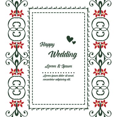 Retro tarzı çiçek çerçeve, vintage dekorasyon, şablon kartı mutlu düğün. Vektör
