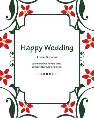 Retro tarzı çiçek çerçeve, vintage dekorasyon, şablon kartı mutlu düğün. Vektör