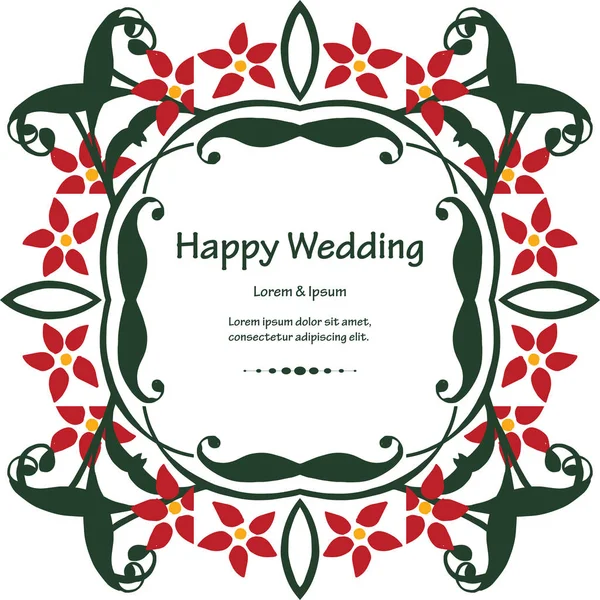 Ornament schönen floralen Rahmen, Einladung Vorlage für glückliche Hochzeit. Vektor — Stockvektor