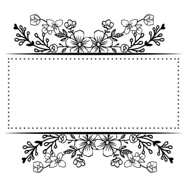 Çiçek kalabalığı, dekorasyon çerçevesi, davetiye kartı şablonu ile. Vektör