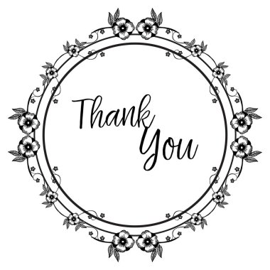 Dekorasyon desen çerçeve, teşekkür yazı ile, güzel çiçek çerçeve tasarımları ile. Vektör