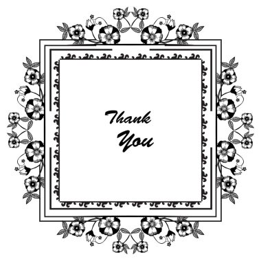 Çiçek çerçevesi nin şekli, zarif stili, tebrik kartlarının tasarımı için teşekkür ederiz. Vektör