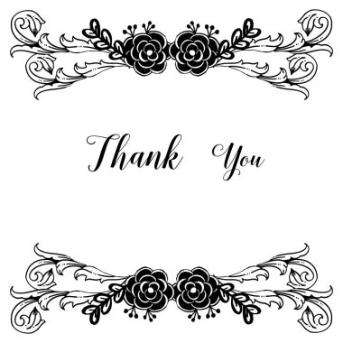 Vintage set çerçeve, çiçek çerçeve tarzı retro, tebrik kartı duvar kağıdı teşekkür ederim. Vektör