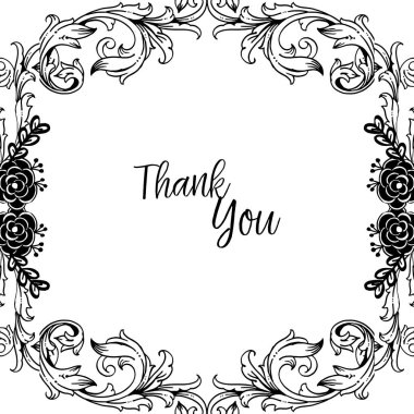 Süslü dalları yaprakları, benzersiz çerçeve ile, tasarım tebrik kartı teşekkür ederim. Vektör