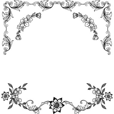 Eskiz tarzında yaprak çiçek bitki ile çeşitli şekil çerçeve. Vektör