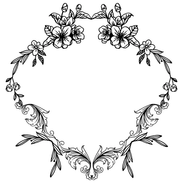 Moldura floral folha de design decorativo, em cores preto e branco. Vetor — Vetor de Stock