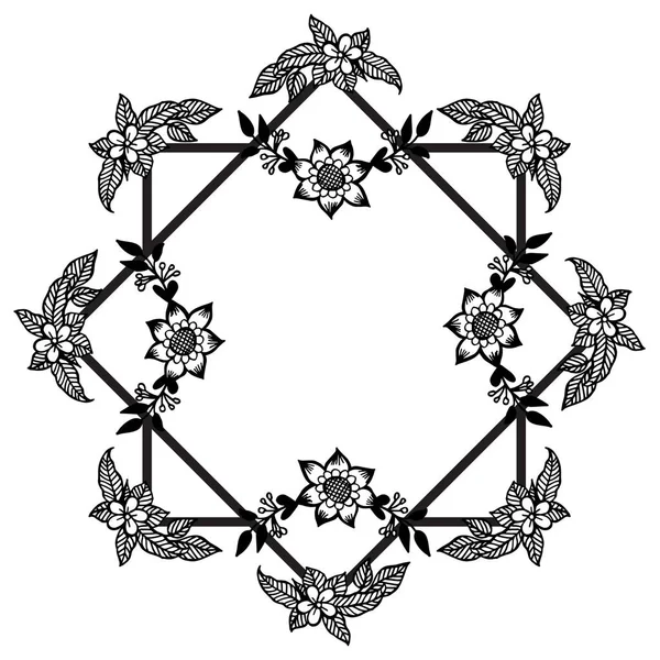 Decoratieve ontwerp blad Floral frame, in zwart-wit kleuren. Vector — Stockvector