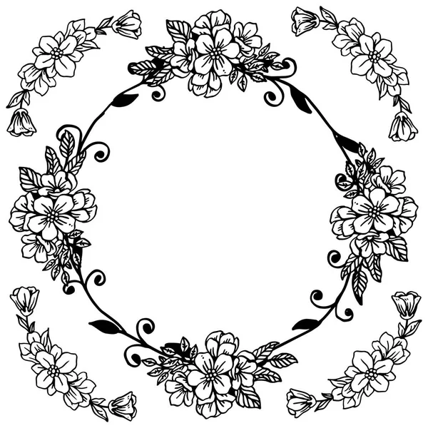 Dibujo del marco y dibujo de la flor de la hoja. Vector — Archivo Imágenes Vectoriales
