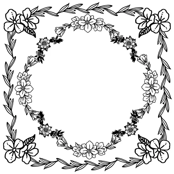 图案叶花卉框架在黑色和白色。向量 — 图库矢量图片