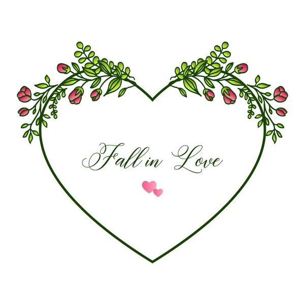 Sierlijke van Card Fall in Love, met naadloze kunst van blad Floral frames. Vector — Stockvector