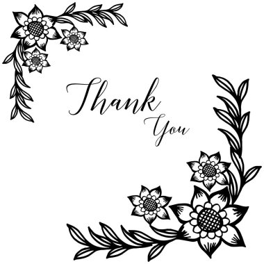 Siluet çiçek çerçeve, tebrik kartı arka plan için teşekkür ederiz. Vektör