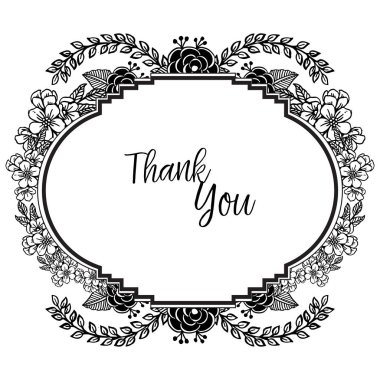 Doku zarif çiçek çerçeve, tebrik kartı teşekkür ederim, beyaz bir zemin üzerinde izole. Vektör
