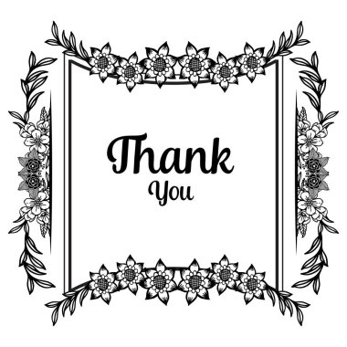 Çiçek çerçeve desen sanat, kart duvar kağıdı teşekkür ederim. Vektör