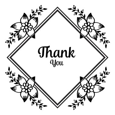 Süs benzersiz çerçeve, çiçek ve yaprakları süslü kalabalık, tebrik kartı teşekkür ederim. Vektör