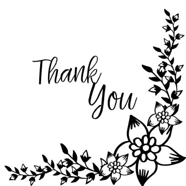 Kart şekli teşekkür ederim, tasarım elemanı çiçek çerçeve, beyaz bir zemin üzerinde izole. Vektör