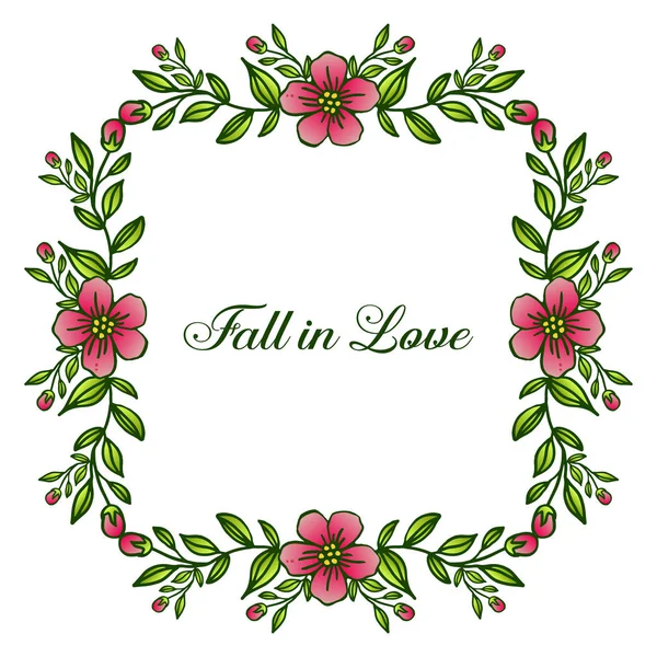 Voorzien van groene bladeren bloem frame, voor sierlijke van verschillende kaart Fall in Love. Vector — Stockvector