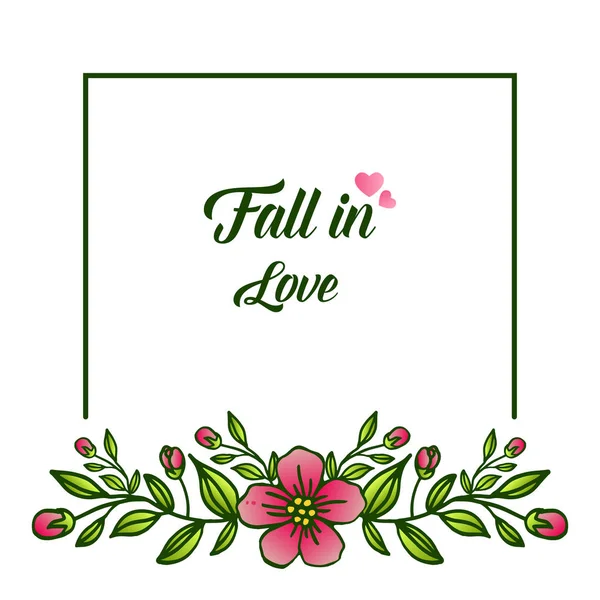 Voorzien van groene bladeren bloem frame, voor sierlijke van verschillende kaart Fall in Love. Vector — Stockvector