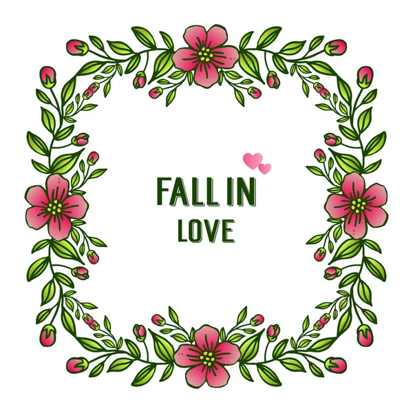 Voorzien van groene bladeren bloem frame, voor sierlijke van verschillende kaart Fall in Love. Vector — Stockvector