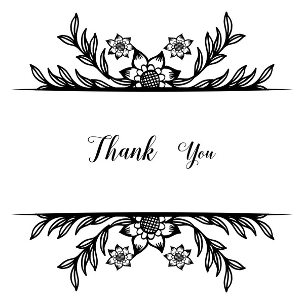 Wallpaper of card thank you, ornate of beautiful floral frame. Vector — Stock Vector