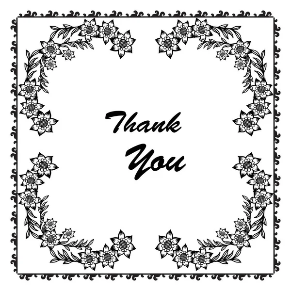 Tebrik kartı dekorasyon teşekkür ederim, güzel çiçek çerçeve ve yaprakları. Vektör