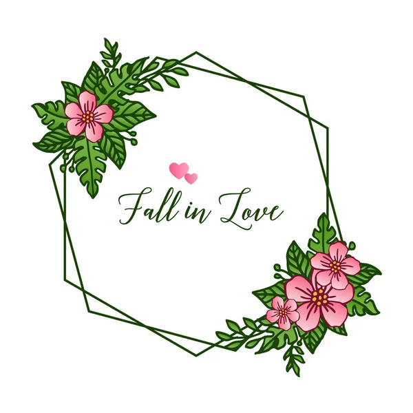 Patroon van de kaart van de wallpaper fall in Love, Art uniek met design mooie roze bloemen frame. Vector — Stockvector