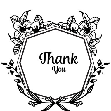 Soyut çiçek çerçeve, süs tasarım kartı teşekkür ederim. Vektör