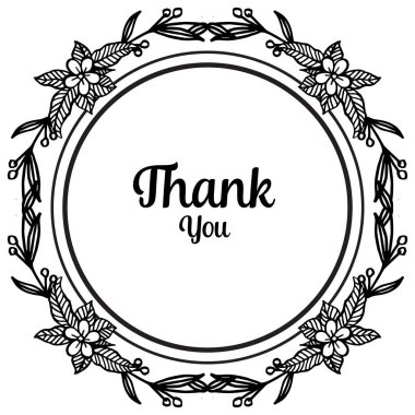 Süslü çiçek çerçeve, güzel yaprakları ile, kart için teşekkür ederim. Vektör