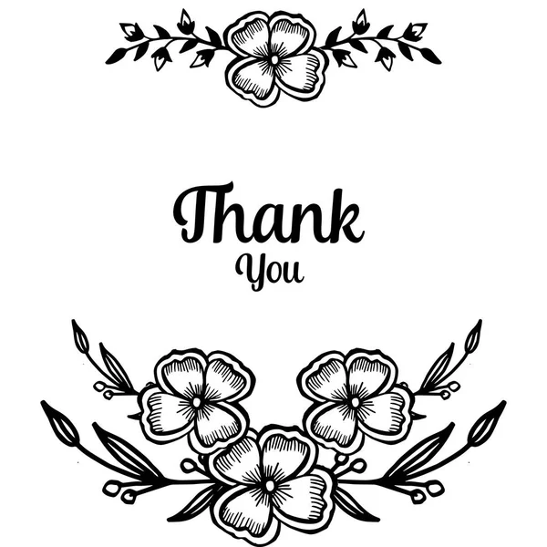 Wallpaper of greeting card thank you, pattern beautiful flower frame. Vector — Stock Vector