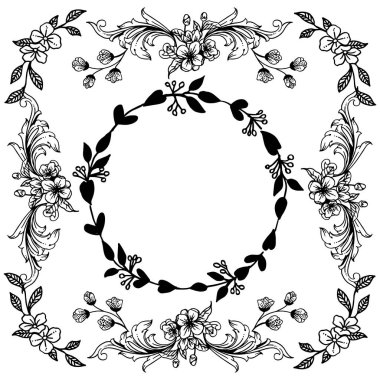 Kart çeşitli şekli, özelliği çiçek çerçeve, duvar kağıdı benzersiz. Vektör