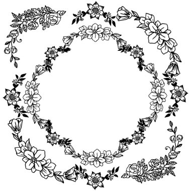 Kart çeşitli şekli, özelliği çiçek çerçeve, duvar kağıdı benzersiz. Vektör