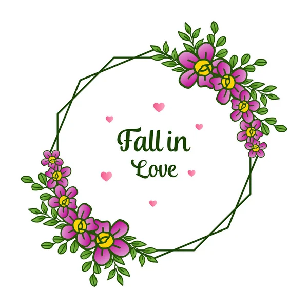 Letter for your design fall in love, with feature purple floral frame. Vector — Stock Vector
