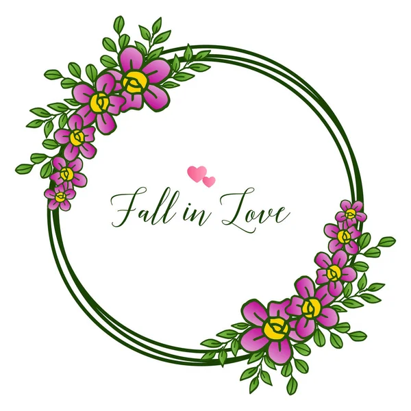 Eenvoudige heldere paarse bloem frame, voor sierlijke van Card Fall in Love. Vector — Stockvector