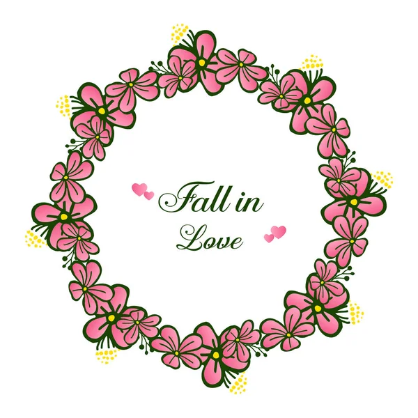 Χαριτωμένο ρετρό ροζ λουλούδι πλαίσιο, διακόσμηση διάφορα της κάρτας πέσει στην αγάπη. Διάνυσμα — Διανυσματικό Αρχείο